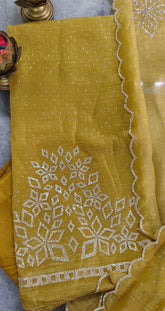 Shimmer Tissue Unstitched Suit Set with All-Over Swarovski Work